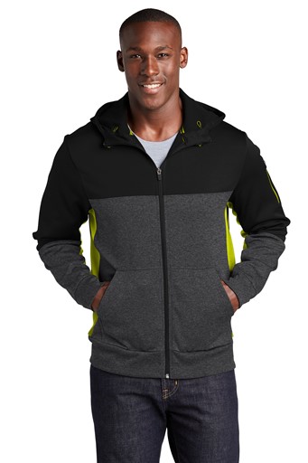 Sport-Tek® Tech Fleece Colorblock Full-Zip Hooded Jacket